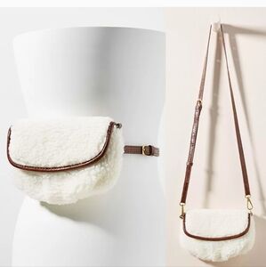 Anthropologie Emma Convertible Shearling Belt Crossbody Bag